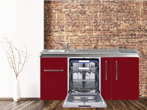 Stengel Miniküche Designline MDGG 180 A mit Kühlschrank und Geschirrspüler groß und Apothekerauszug